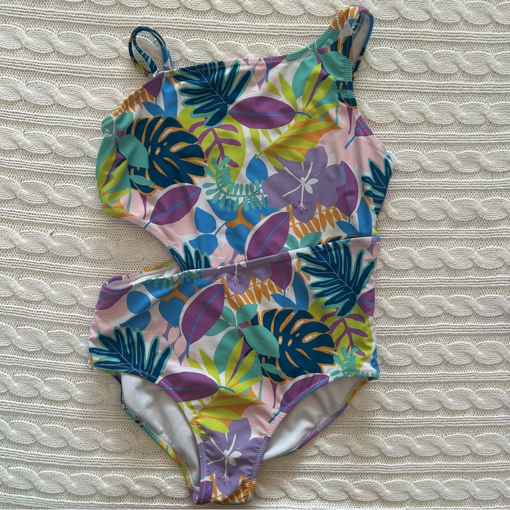 Andy & Evan Colorful Tropical Tween Girls One Piece Swimsuit